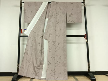 平和屋着物▽結城紬　単衣　飛び亀甲柄　正絹　逸品　AABI7030jh