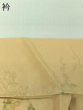 平和屋着物▽上質な小紋　単衣　地紋起こし　風景文　暈し染め　正絹　逸品　AABI7033jh