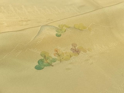 平和屋着物▽上質な小紋　単衣　地紋起こし　風景文　暈し染め　正絹　逸品　AABI7033jh