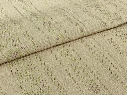平和屋着物▽本塩沢　単衣　吉祥花間道　証紙付き　正絹　逸品　AABI7038jh