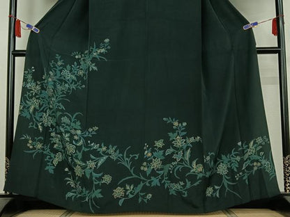 平和屋着物▽訪問着　単衣　草花文　金彩　正絹　逸品　AABI7039jh