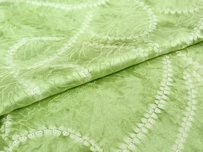平和屋着物▽上質な小紋　単衣　絞り　草葉文　正絹　逸品　AABI7040jh