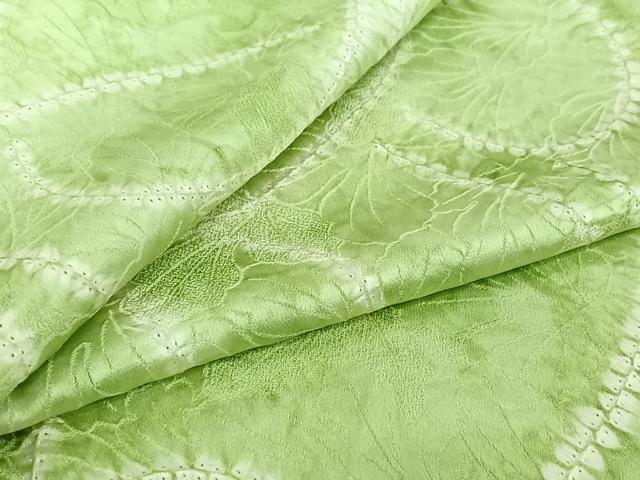 平和屋着物▽上質な小紋　単衣　絞り　草葉文　正絹　逸品　AABI7040jh