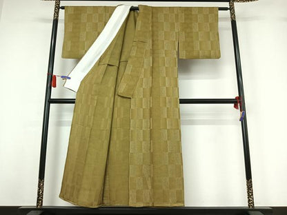 平和屋着物▽上質な小紋　単衣　正倉院花文　正絹　逸品　AABI7044jh