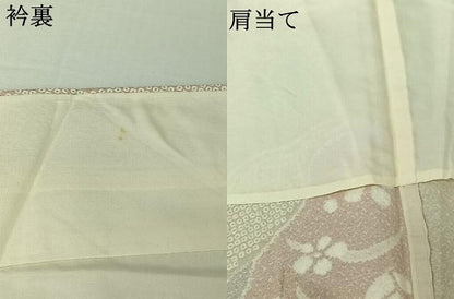 平和屋着物▽上質な小紋　単衣　芝花文　金彩　正絹　逸品　AABI7045jh