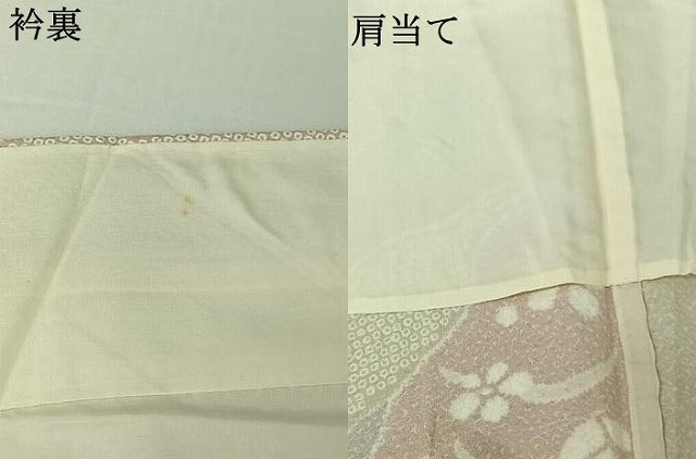 平和屋着物▽上質な小紋　単衣　芝花文　金彩　正絹　逸品　AABI7045jh