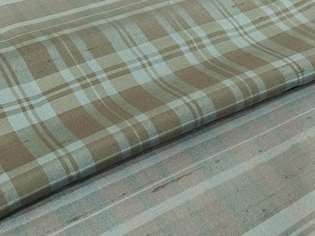 平和屋着物▽上質な紬　単衣　格子　正絹　逸品　AABI7046jh