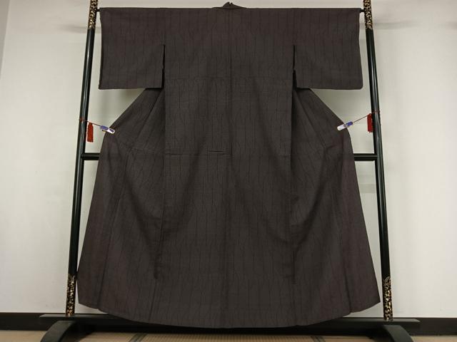 平和屋着物▽本塩沢　単衣　110亀甲　幾何学文様　正絹　逸品　AABI7050jh