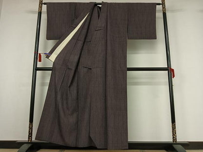 平和屋着物▽本塩沢　単衣　110亀甲　幾何学文様　正絹　逸品　AABI7050jh