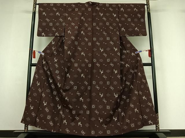 平和屋着物▽本場琉球絣　単衣　正絹　逸品　AABI7055jh