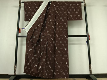 平和屋着物▽本場琉球絣　単衣　正絹　逸品　AABI7055jh
