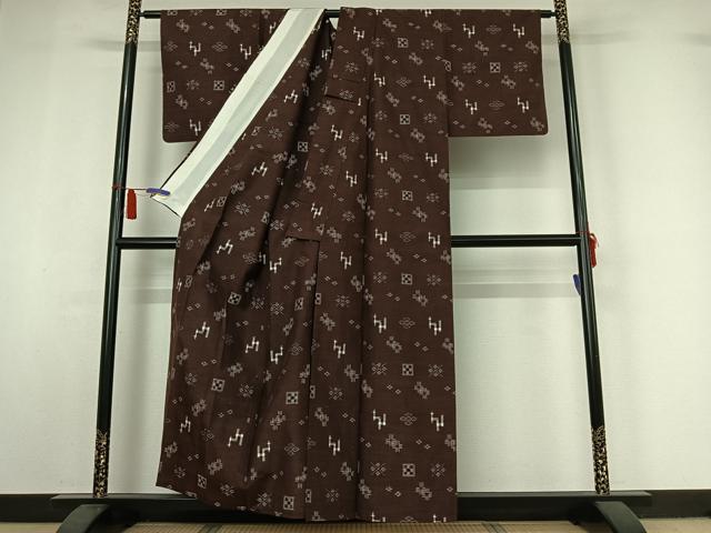 平和屋着物▽本場琉球絣　単衣　正絹　逸品　AABI7055jh