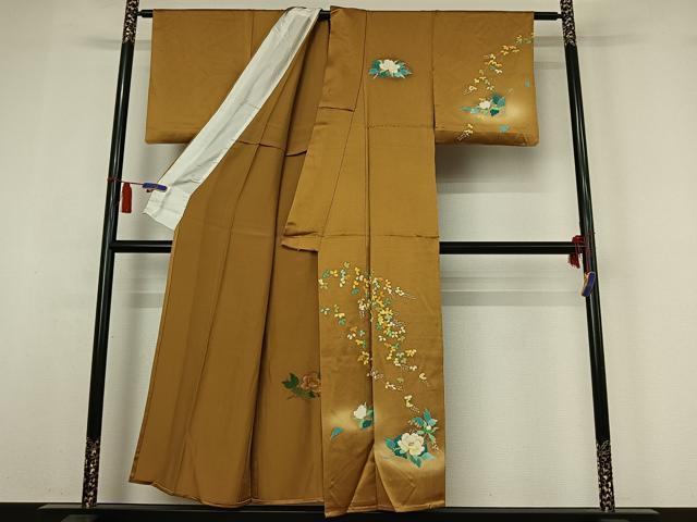 平和屋着物▽訪問着　単衣　草花文　暈し染め　金銀彩　正絹　逸品　AABI7056jh