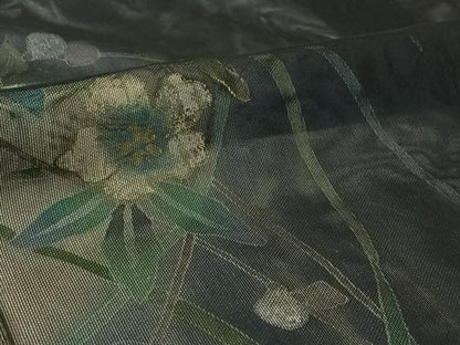 平和屋着物▽訪問着　無双　紗袷　紗×紗　草花文　暈し染め　金彩　正絹　逸品　AABI7060jh