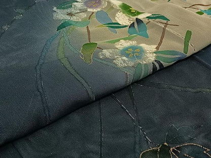 平和屋着物▽訪問着　無双　紗袷　紗×紗　草花文　暈し染め　金彩　正絹　逸品　AABI7060jh