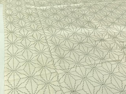 平和屋着物▽上質な紬　単衣　麻の葉文様　正絹　逸品　AABI7061jh