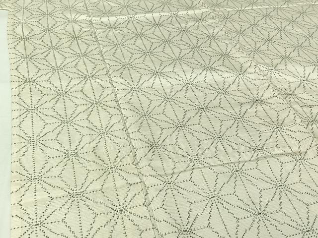 平和屋着物▽上質な紬　単衣　麻の葉文様　正絹　逸品　AABI7061jh