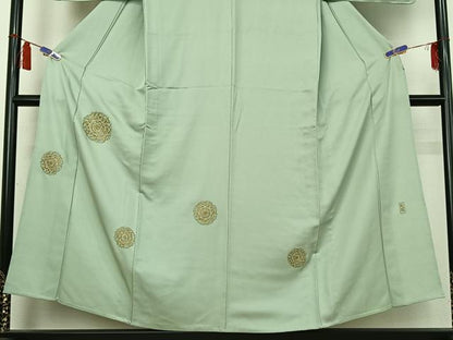 平和屋着物▽色留訪問着　単衣　蘇州刺繍　正倉院花文　金糸　正絹　逸品　AABI7062jh