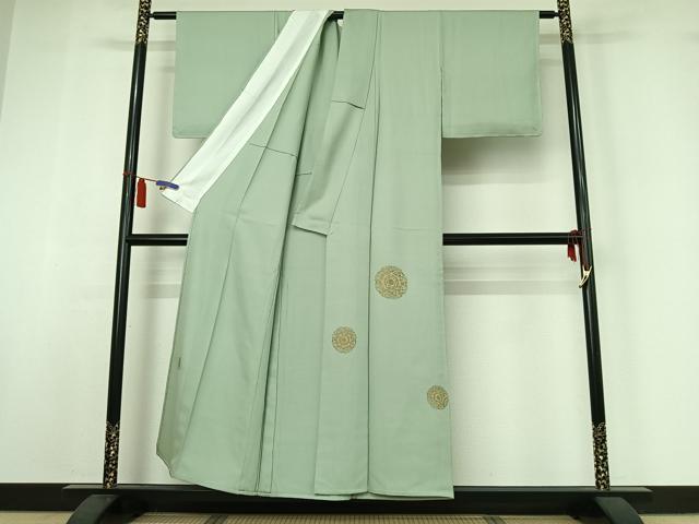 平和屋着物▽色留訪問着　単衣　蘇州刺繍　正倉院花文　金糸　正絹　逸品　AABI7062jh