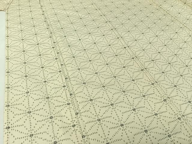 平和屋着物▽上質な紬　単衣　麻の葉文様　正絹　逸品　AABI7063jh