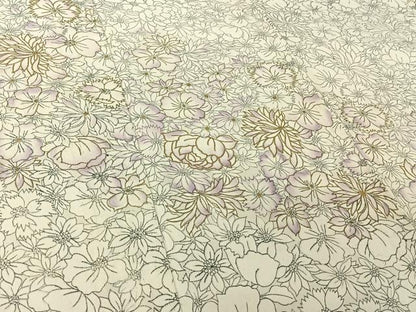 平和屋着物▽訪問着　単衣　手描き　花尽くし文　暈し染め　金彩　正絹　逸品　AABI7064jh