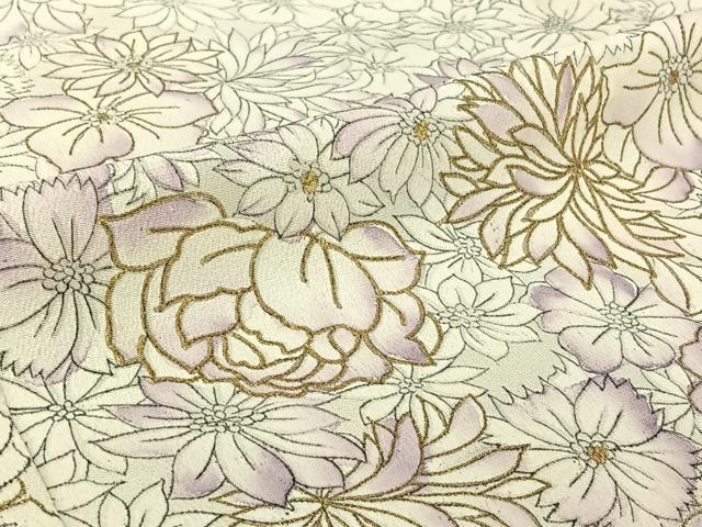 平和屋着物▽訪問着　単衣　手描き　花尽くし文　暈し染め　金彩　正絹　逸品　AABI7064jh