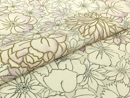 平和屋着物▽訪問着　単衣　手描き　花尽くし文　暈し染め　金彩　正絹　逸品　AABI7064jh