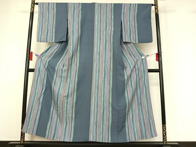 平和屋着物▽上質な小紋　単衣　間道　正絹　逸品　AABI7065jh