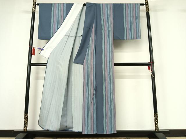 平和屋着物▽上質な小紋　単衣　間道　正絹　逸品　AABI7065jh