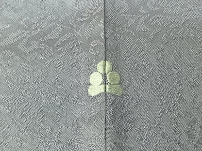 平和屋着物▽上質な小紋　単衣　草花文　正絹　逸品　AABI7066jh
