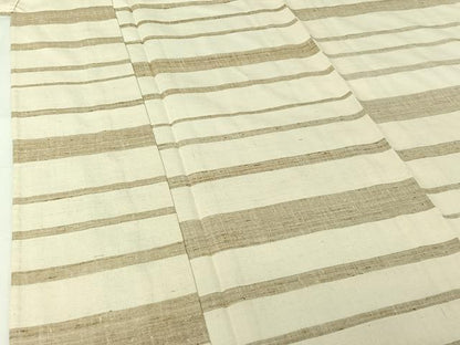平和屋着物▽上質な紬　単衣　横段文　正絹　逸品　AABI7067jh