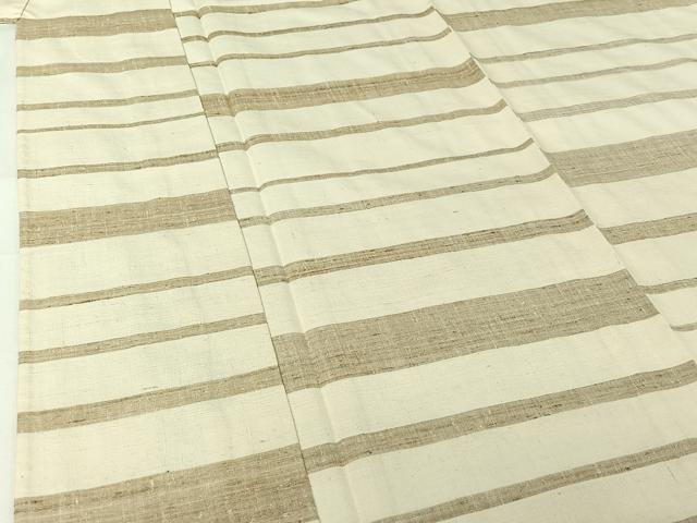 平和屋着物▽上質な紬　単衣　横段文　正絹　逸品　AABI7067jh