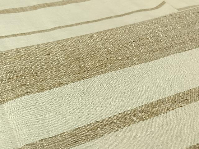 平和屋着物▽上質な紬　単衣　横段文　正絹　逸品　AABI7067jh