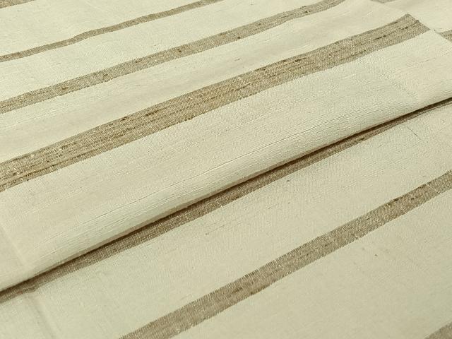平和屋着物▽上質な紬　単衣　横段文　正絹　逸品　AABI7067jh