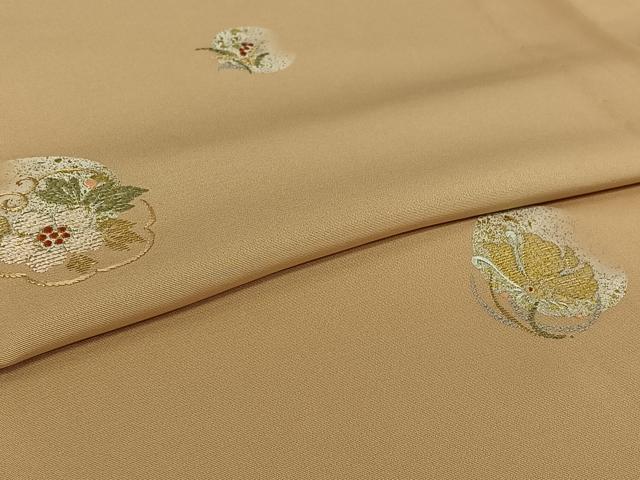 平和屋着物▽訪問着　単衣　竹屋町刺繍　花蝶文　金糸　正絹　逸品　AABI7068jh
