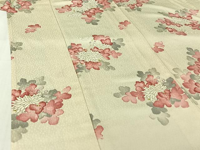 平和屋着物▽上質な小紋　単衣　手描き　草花文　正絹　逸品　AABI7071jh