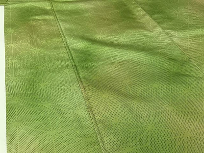 平和屋着物▽上質な小紋　単衣　麻の葉文様　暈し染め　正絹　逸品　AABI7072jh