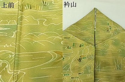 平和屋着物▽上質な小紋　単衣　風景文　正絹　逸品　AABI7074jh