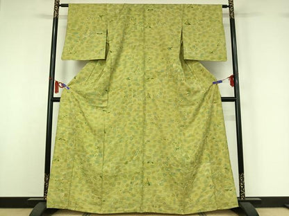 平和屋着物▽上質な小紋　単衣　風景文　正絹　逸品　AABI7074jh