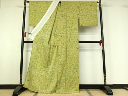 平和屋着物▽上質な小紋　単衣　風景文　正絹　逸品　AABI7074jh