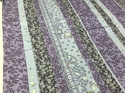 平和屋着物▽上質な小紋　単衣　雪輪花間道　兎　正絹　逸品　AABI7079jh