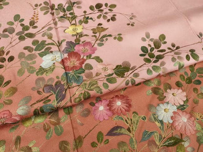 平和屋着物●訪問着　刺繍　草花文　暈し染め　金彩　正絹　逸品　AABI7081ck