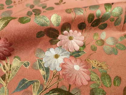 平和屋着物●訪問着　刺繍　草花文　暈し染め　金彩　正絹　逸品　AABI7081ck