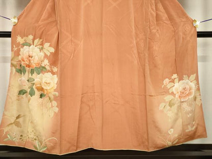 平和屋着物●アンティーク　大正ロマン　色留訪問着　刺繍　花籬文　暈し染め　正絹　逸品　AABI7087ck