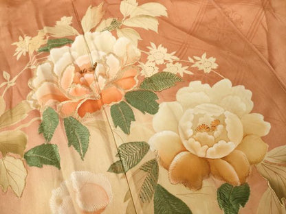 平和屋着物●アンティーク　大正ロマン　色留訪問着　刺繍　花籬文　暈し染め　正絹　逸品　AABI7087ck