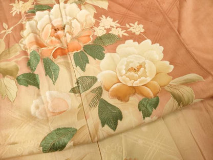 平和屋着物●アンティーク　大正ロマン　色留訪問着　刺繍　花籬文　暈し染め　正絹　逸品　AABI7087ck