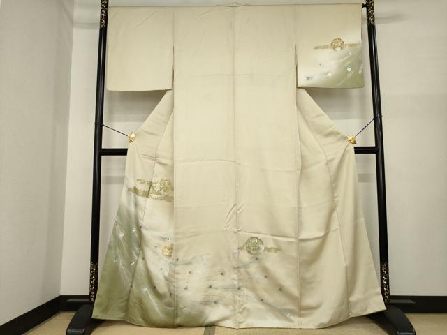 平和屋着物●訪問着　雪輪孔雀羽文　暈し染め　金銀彩　正絹　逸品　AABI7092ck