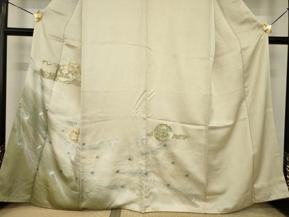 平和屋着物●訪問着　雪輪孔雀羽文　暈し染め　金銀彩　正絹　逸品　AABI7092ck
