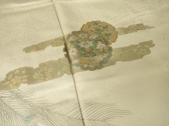 平和屋着物●訪問着　雪輪孔雀羽文　暈し染め　金銀彩　正絹　逸品　AABI7092ck