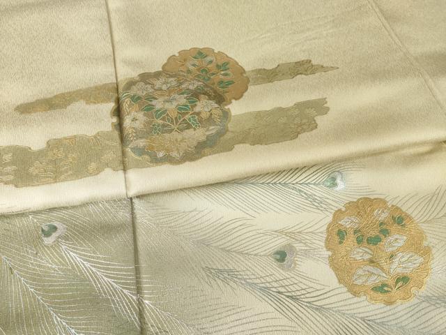 平和屋着物●訪問着　雪輪孔雀羽文　暈し染め　金銀彩　正絹　逸品　AABI7092ck